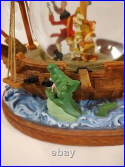 Disney Peter Pan Captain Hook Pirate Ship You Can Fly Musical Snow Globe