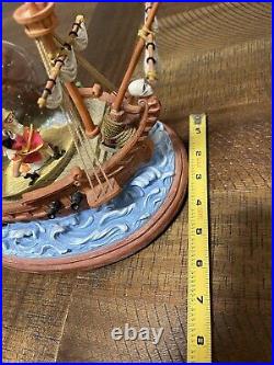 Disney Peter Pan Captain Hook Pirate Ship You Can Fly Musical Snow Globe