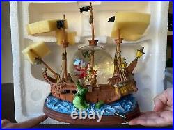 Disney Peter Pan Collectible Pirate Ship Musical Snow Globe Captain Hook RARE