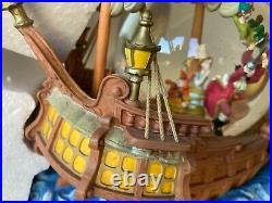 Disney Peter Pan Collectible Pirate Ship Musical Snow Globe Captain Hook RARE