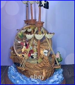 Disney Peter Pan Musical Snow Globe YOU CAN FLY Captain Hook Pirate Ship RETIRED
