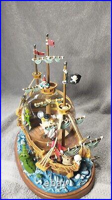 Disney Peter Pan musical Snow Globe You Can Fly! Pirate Ship Captain Hook vtg