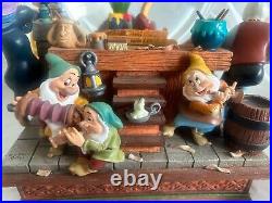 Disney Pinocchio Snow White Dwarfs Share a Dream Come True Musical Snow Globe