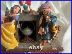 Disney Pinocchio Snow White Dwarfs Share a Dream Come True Musical Snow Globe