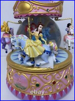 Disney Princess Carousel Snow globe Music Box Cinderella, Ariel, Snow White