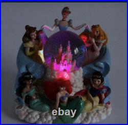 Disney Princess Musical Snow Globe Cinderella Lighted White Jasmine Belle Castle