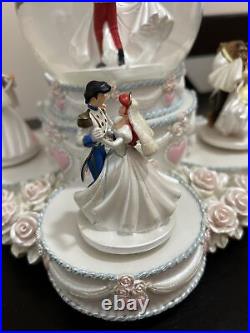 Disney Princesses Wedding Cake Music Snow globe Cinderella Belle Ariel Figurine
