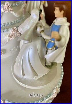 Disney Princesses Wedding Cake Musical Rotating Snow Globe Belle Cinderella