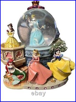 Disney Rare Large Princess Musical Snow Globe Belle Ariel Sleeping Beauty & More