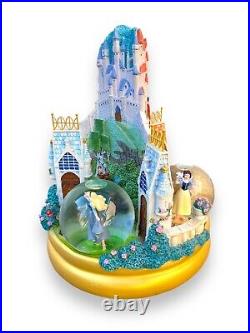 Disney Snow Globe 3 Princess Castle Snowglobe Rotates/Plays Music