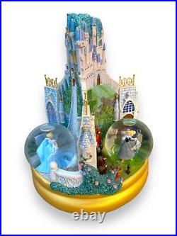 Disney Snow Globe 3 Princess Castle Snowglobe Rotates/Plays Music