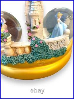 Disney Snow Globe 3 Princess Castle Snowglobe Rotates/Plays Music