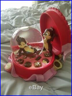 Disney Snow Globe Chip and Dale Valentine's Day Musical RARE