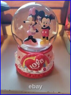 Disney Snow Globe Musical Mickey & Minnie Love Plays Love Story Limited