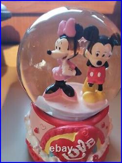 Disney Snow Globe Musical Mickey & Minnie Love Plays Love Story Limited