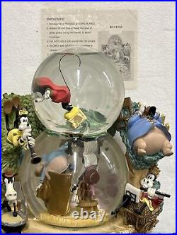 Disney Snow Globe Musical Mickey Mouse Silly Symphony band LARGE Double bubble