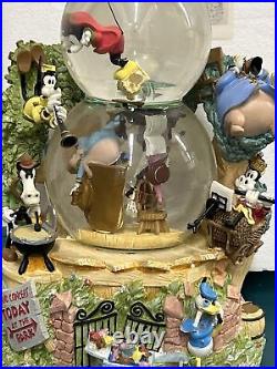 Disney Snow Globe Musical Mickey Mouse Silly Symphony band LARGE Double bubble