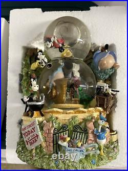 Disney Snow Globe Musical Mickey Mouse Silly Symphony band LARGE Double bubble