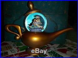 Disney Store Aladdin Art Of Jasmine Musical Snow Globe rare htf NIB with defects