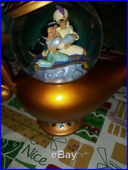 Disney Store Aladdin Art Of Jasmine Musical Snow Globe rare htf NIB with defects