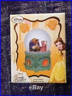Disney Store Beauty And The Beast Snow Globe Musical Snowglobe With Original Box
