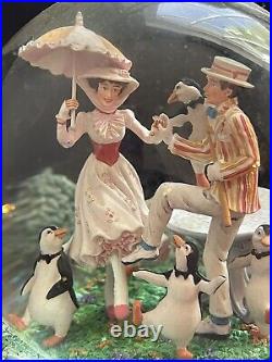 Disney Store Mary Poppins Let's Go Fly A Kite Water Snow Globe Music Box Tested