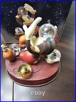 Disney Store Mickey Mouse March Snowglobe with 5 Mini Globes In Box Musical