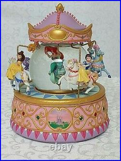 Disney Store Multi PRINCESS Carousel Musical SNOW GLOBE So This Is Love with Box