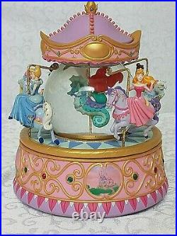 Disney Store Multi PRINCESS Carousel Musical SNOW GLOBE So This Is Love with Box