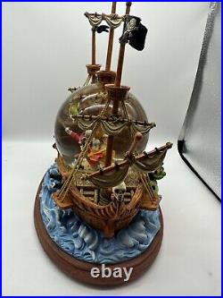 Disney Store Musical Pirate Ship Peter Pan You Can Fly Snow Globe With Box VGC