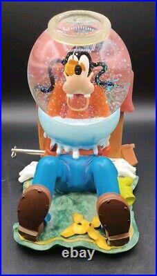 Disney Store Musical Snow Globe Goofy Fish Bowl Plays Mickey Mouse March