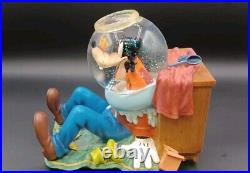 Disney Store Musical Snow Globe Goofy Fish Bowl Plays Mickey Mouse March