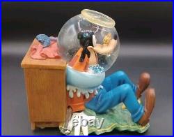 Disney Store Musical Snow Globe Goofy Fish Bowl Plays Mickey Mouse March