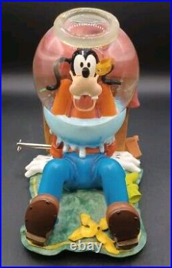 Disney Store Musical Snow Globe Goofy Fish Bowl Plays Mickey Mouse March