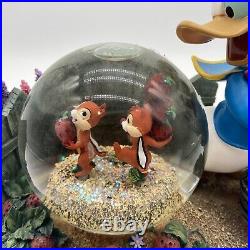 Disney Store Snow Musical Globe DONALD, CHIP &DALE GARDEN
