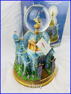 Disney Store Tinker Bell Castle Double Bubble Musical Rotating Snow Globe (READ)