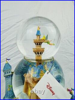 Disney Store Tinker Bell Castle Double Bubble Musical Rotating Snow Globe (READ)