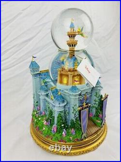 Disney Store Tinker Bell Castle Double Bubble Musical Rotating Snow Globe (READ)