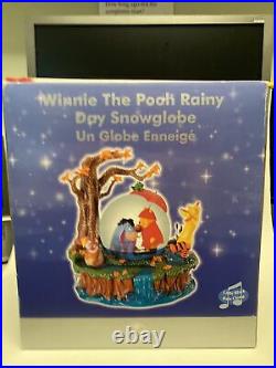 Disney Store Winnie The Pooh Rainy Day Music Box Snow-globe Box Leaf Broken