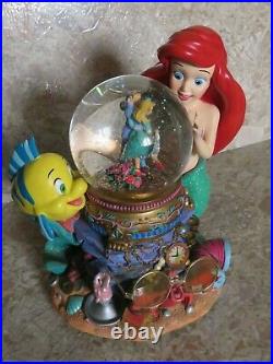 Disney The Little Mermaid Ariel Flounder Under the Sea Musical Snow Globe