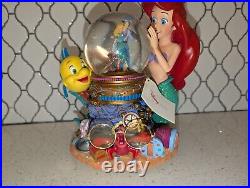 Disney The Little Mermaid Ariel Flounder Under the Sea Musical Snow Globe, NEW