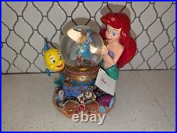 Disney The Little Mermaid Ariel Flounder Under the Sea Musical Snow Globe, NEW