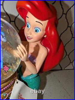 Disney The Little Mermaid Ariel Flounder Under the Sea Musical Snow Globe, NEW