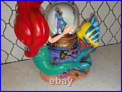 Disney The Little Mermaid Ariel Flounder Under the Sea Musical Snow Globe, NEW