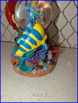 Disney The Little Mermaid Ariel Flounder Under the Sea Musical Snow Globe, NEW