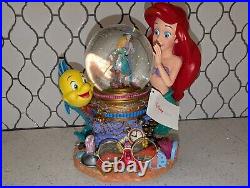 Disney The Little Mermaid Ariel Flounder Under the Sea Musical Snow Globe, NEW