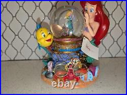 Disney The Little Mermaid Ariel Flounder Under the Sea Musical Snow Globe, NEW