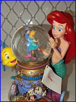 Disney The Little Mermaid Ariel Flounder Under the Sea Musical Snow Globe, NEW