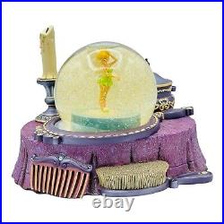 Disney Tinker Bell Musical Spinning Snow Globe VTG Vanity Table Pater Pan RARE