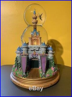 Disney Tinkerbell Castle Rotating Music Double Bubble Water Snow Globe